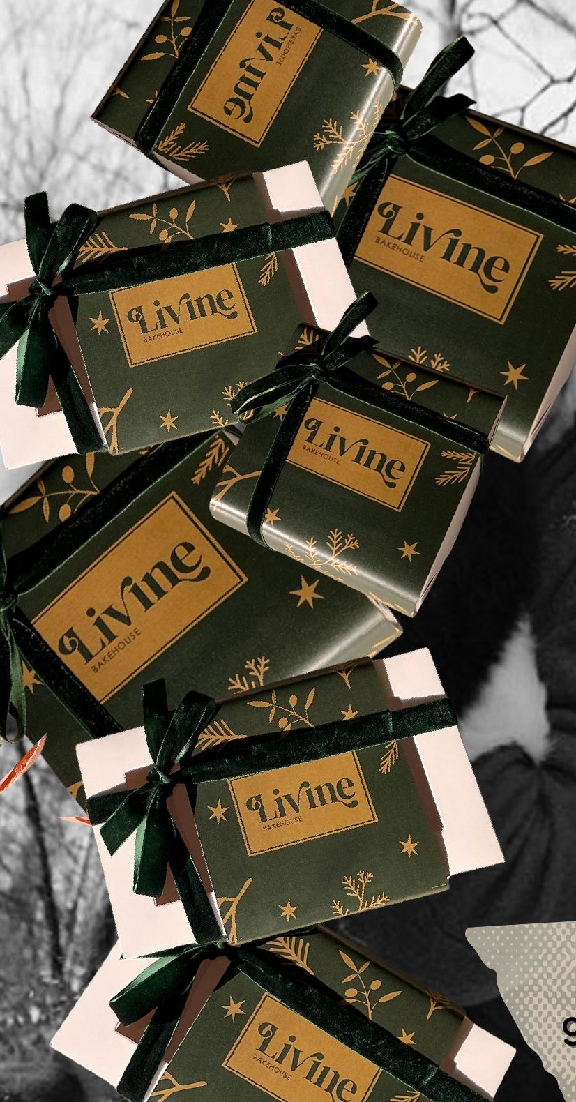 Cajas de regalo Livine, verde y dorado